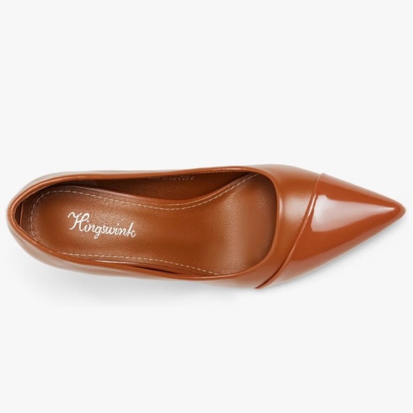 Hingswink Brown Chunky Heel Pumps Pointed Toe 4” Office Heels Size 7 (38) - Picture 2 of 8